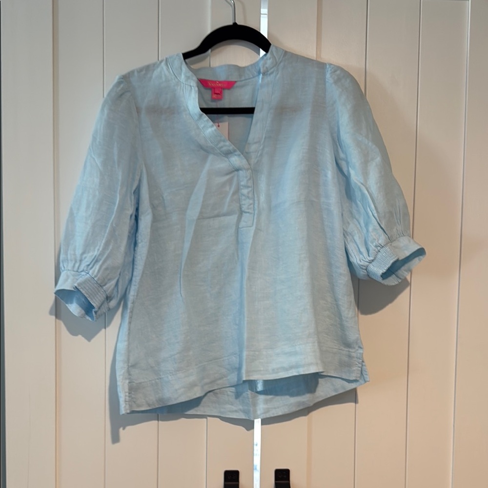 Lily Pulitzer Light Blue Linen Blouse